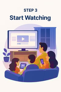 Family watching streaming content